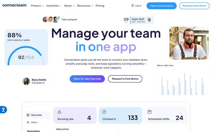 Startseite von Connecteam